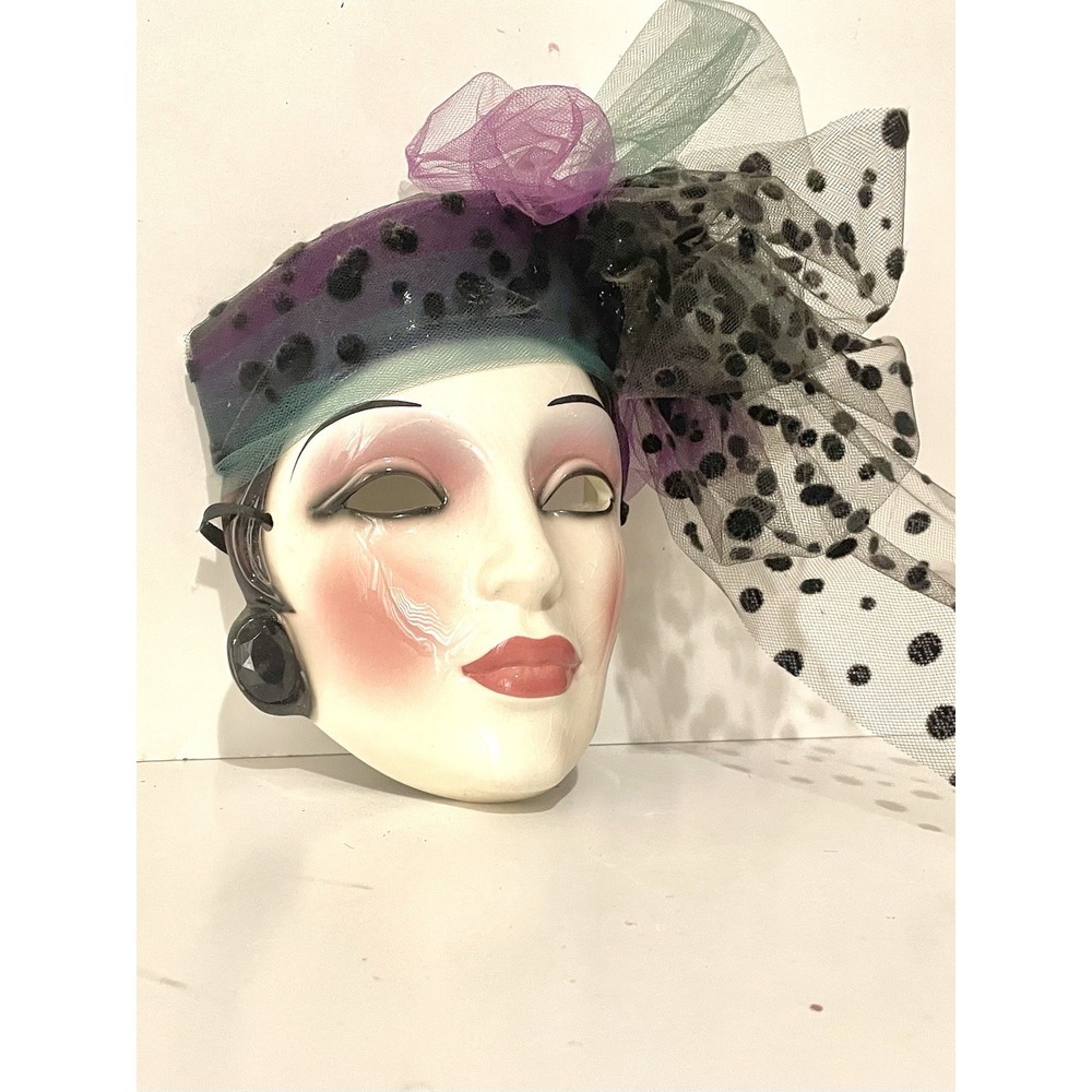 Vintage Clay Art Ceramic Lady Porcelain Mask Art Deco Style - Picture 3 of 5